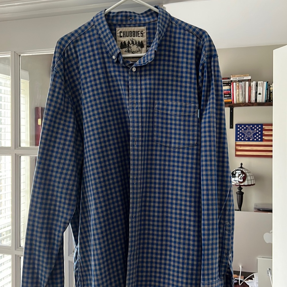 Chubbies Mens Blue Plaid Shirt XXL